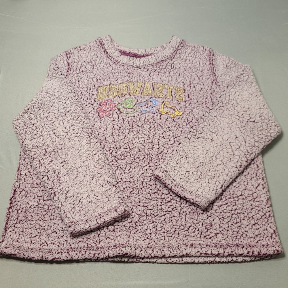 Harry Potter Hogwarts Sherpa Fleece Pullover Sleepwear Top Magenta Womens 2X